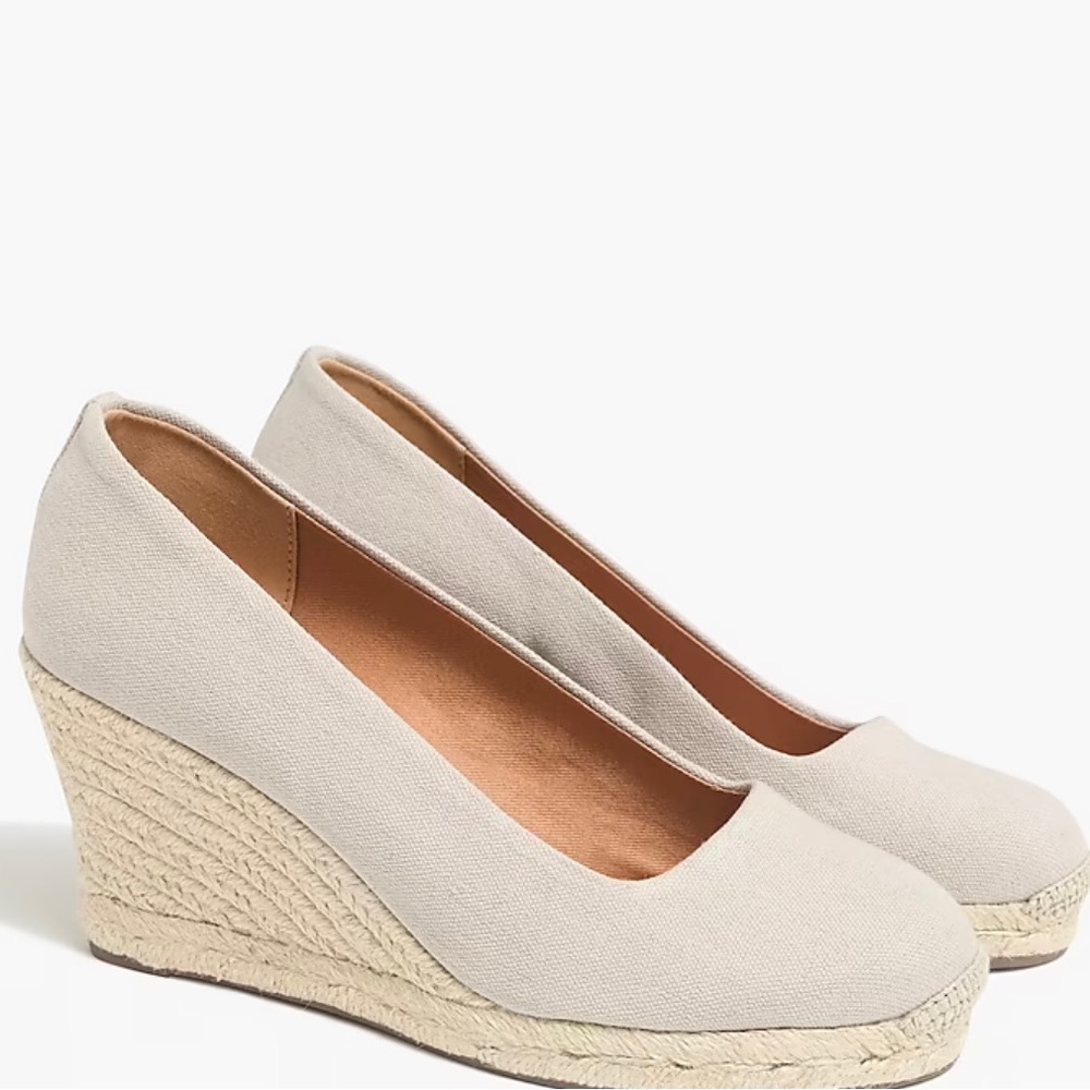 NWT JCrew Canvas Espadrille Wedges, Size 10-1/2